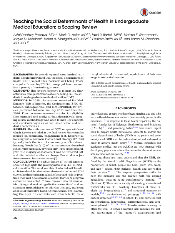 (PDF) Teaching the Social Determinants of Health in Undergraduate ...