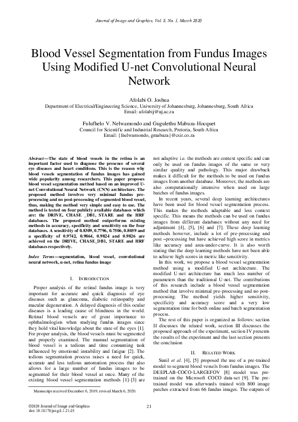 (PDF) Blood Vessel Segmentation from Fundus Images Using Modified U-net ...