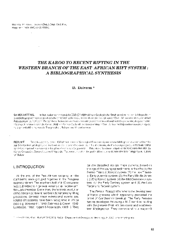 (PDF) The Karoo to Recent rifting in the western branch of the East ...