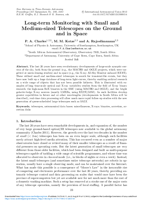 (PDF) Long-term Monitoring with Small and Medium-sized Telescopes on ...