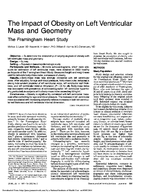 (PDF) The impact of obesity on left ventricular mass and geometry. The ...