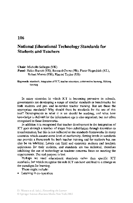 (PDF) National Educational Technology Standards for Students and Teachers