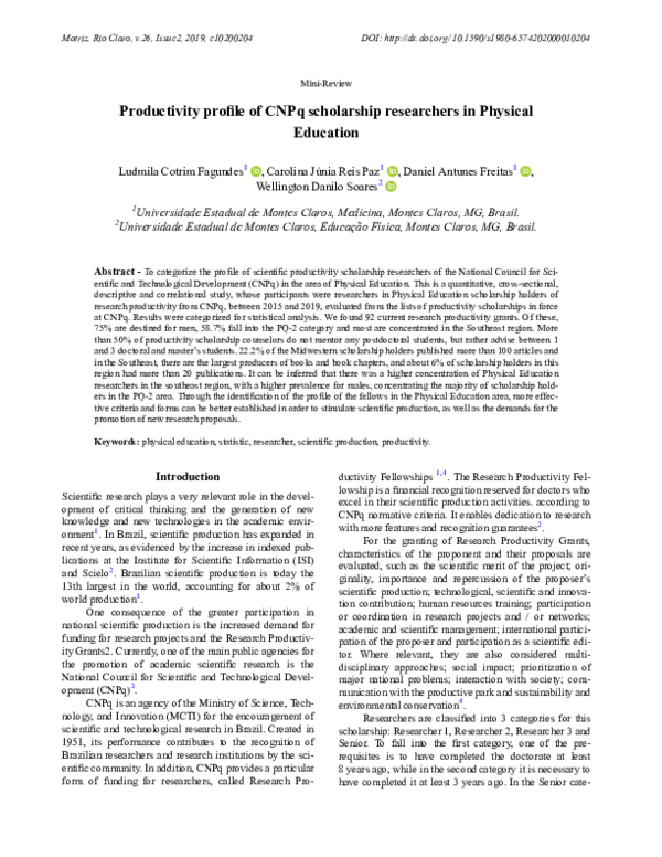 (PDF) Productivity profile of CNPq scholarship researchers in Physical ...