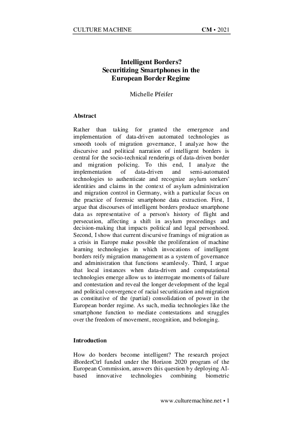 Intelligent Borders? Securitizing Smartphones in the European Border Regime