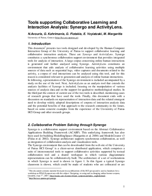 (PDF) Tools supporting Collaborative Learning and Interaction Analysis ...