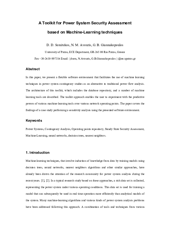 (PDF) A toolkit for power system security assessment based on machine ...