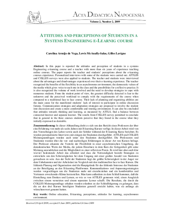 (PDF) A Ttitudes and Perceptions of Students in a Systems Engineering E ...