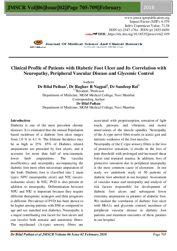 (PDF) Clinical Profile of Patients with Diabetic Foot Ulcer and Its ...
