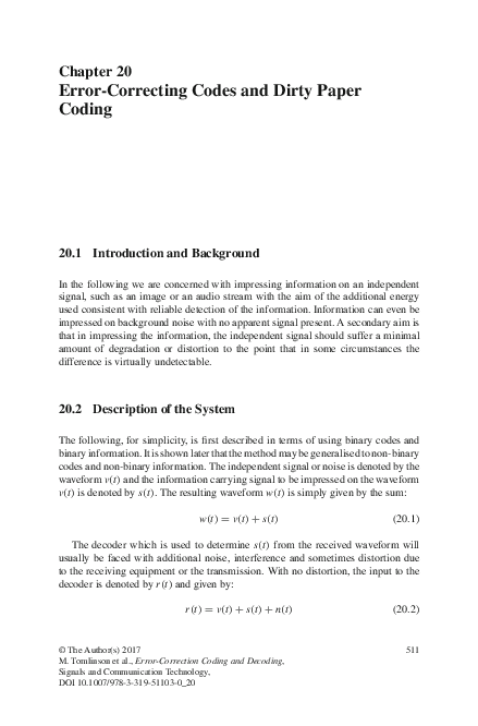 (PDF) Error-Correcting Codes and Dirty Paper Coding