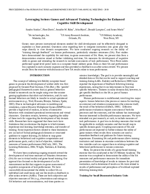 (PDF) Leveraging serious games and advanced training technologies for ...