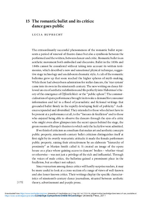 (PDF) The romantic ballet and its critics: dance goes public