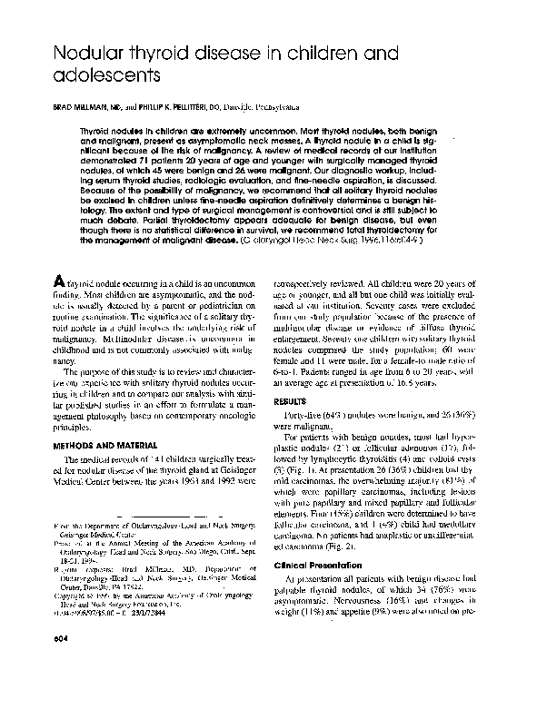 (PDF) Nodular thyroid disease in children and adolescents
