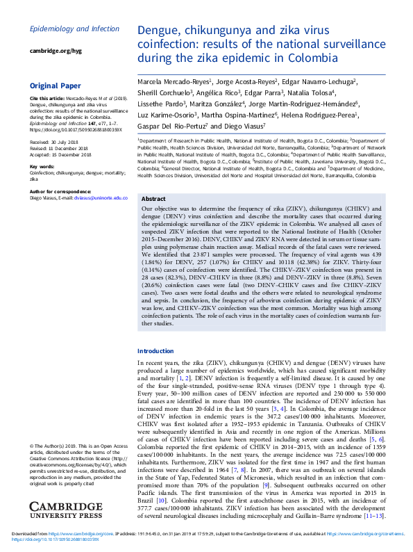 (PDF) Dengue, chikungunya and zika virus coinfection: results of the ...