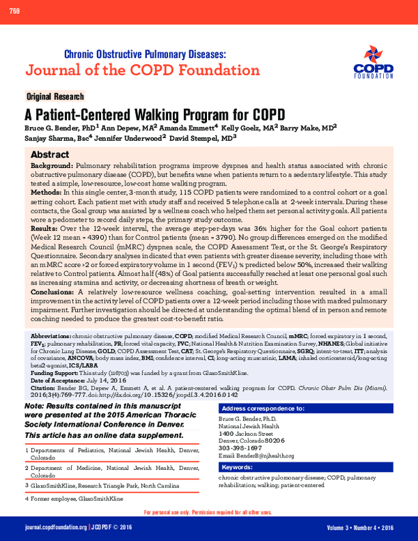 (PDF) A Patient-Centered Walking Program for COPD