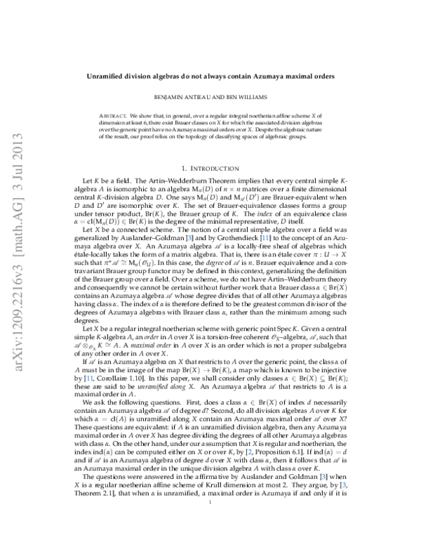 (PDF) Unramified division algebras do not always contain Azumaya ...