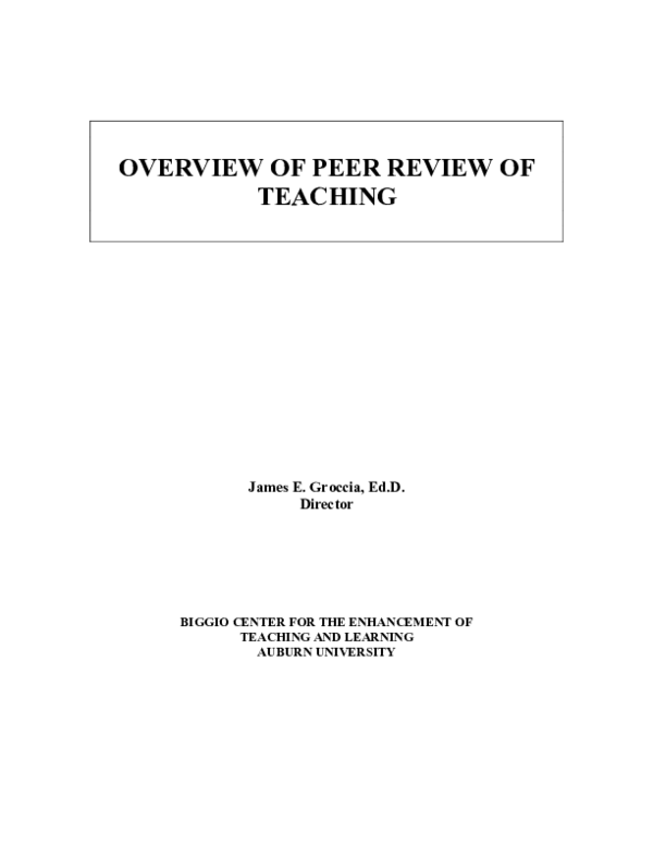 (PDF) Overview of Peer Review of Teaching