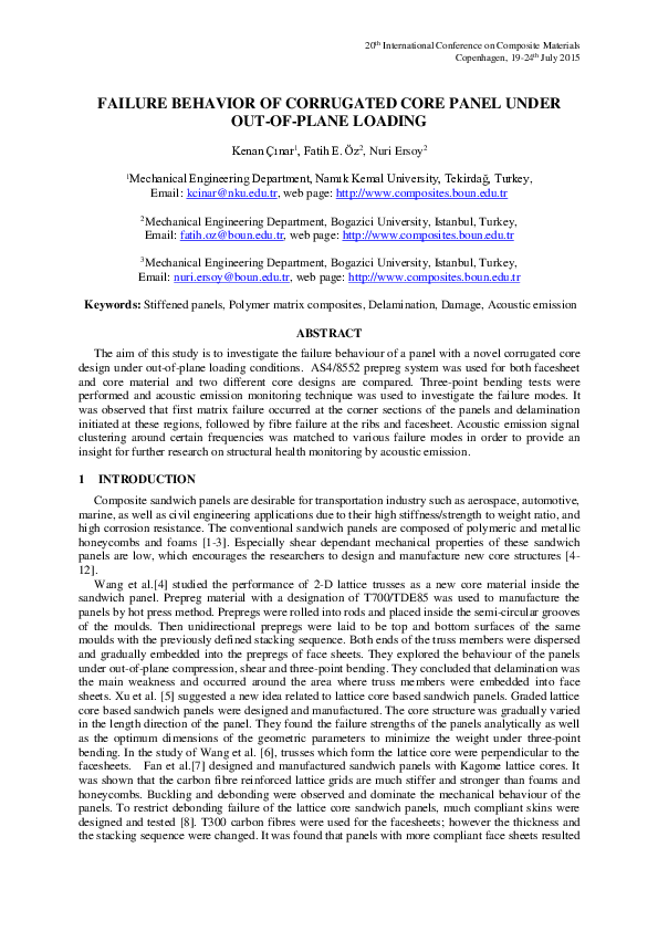 (PDF) Failure Behavior of Corrugated Core Panel Under Out-Of-Plane Loading