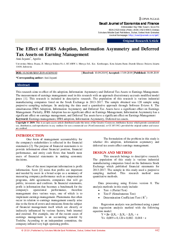 (PDF) The Effect of IFRS Adoption, Information Asymmetry and Deferred ...