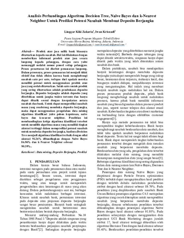 (PDF) Analisis Perbandingan Algoritma Decision Tree, Naïve Bayes dan k ...