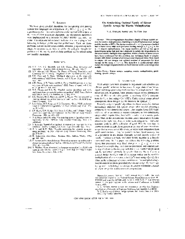 (PDF) On synthesizing optimal family of linear systolic arrays for ...