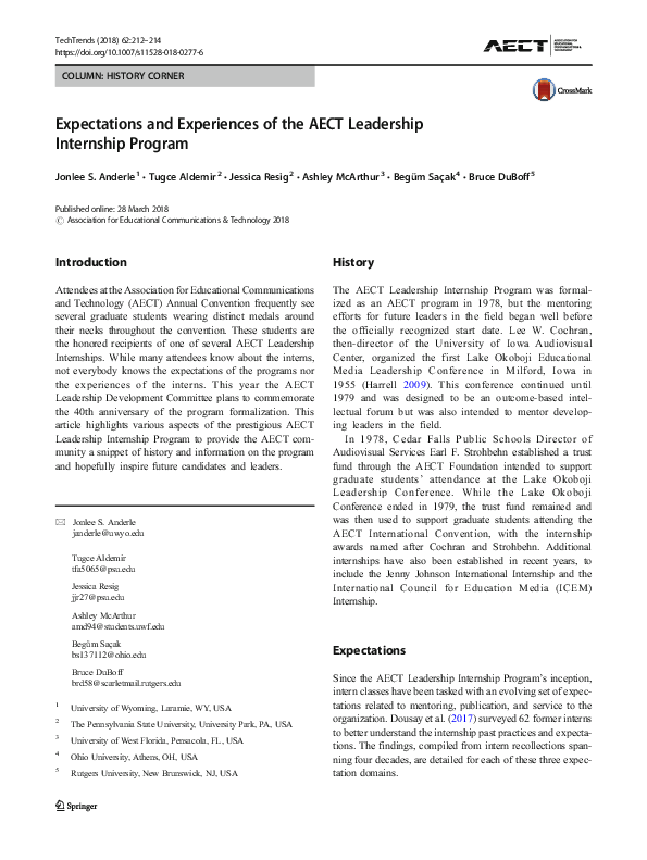 (PDF) Expectations and Experiences of the AECT Leadership Internship ...