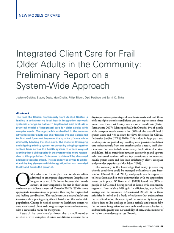 (PDF) Integrated client care for frail older adults in the community ...