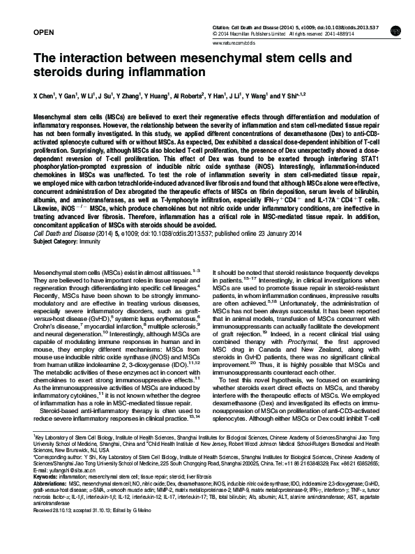 (PDF) The interaction between mesenchymal stem cells and the immune system