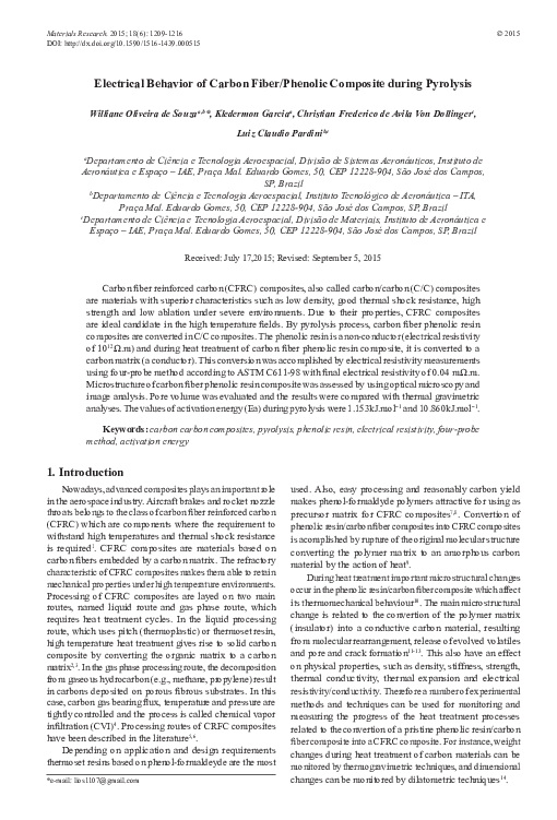 (PDF) Electrical Behavior of Carbon Fiber/Phenolic Composite during ...
