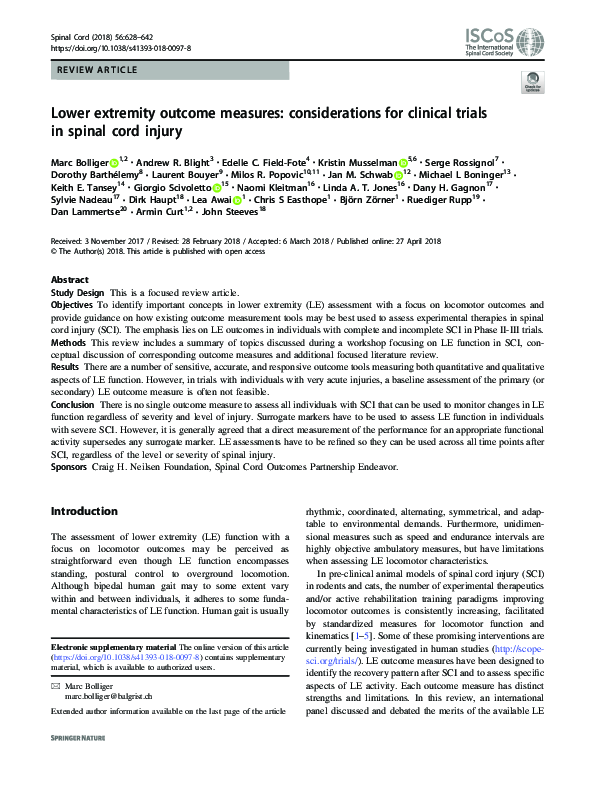 (PDF) Lower extremity measures considerations for clinical