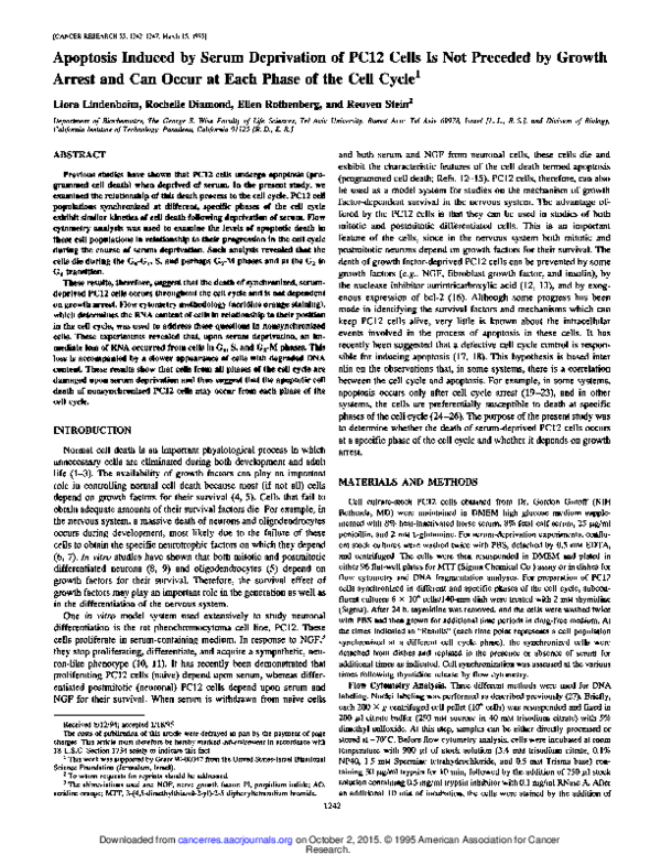 (PDF) Apoptosis induced by serum deprivation of PC12 cells is not ...