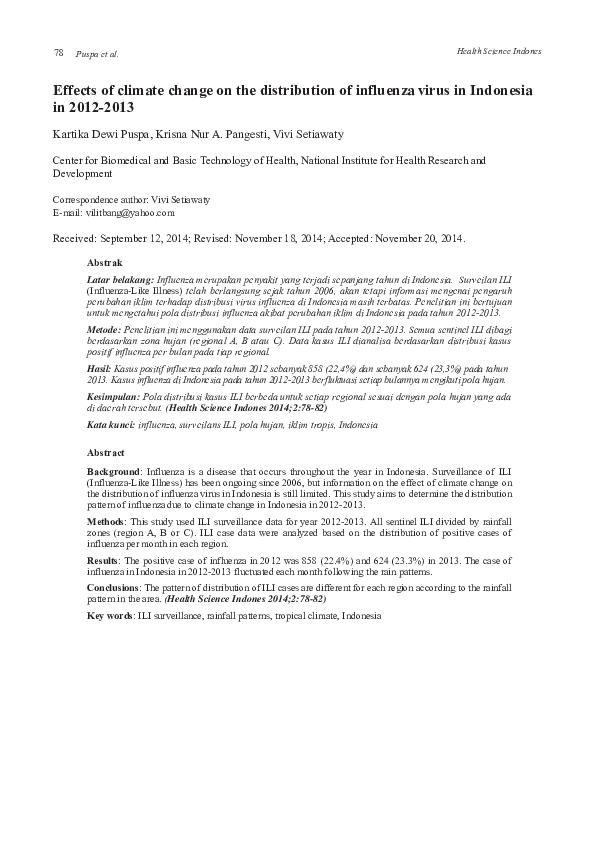 (PDF) Effect of climate change on the distribution of influenza virus ...