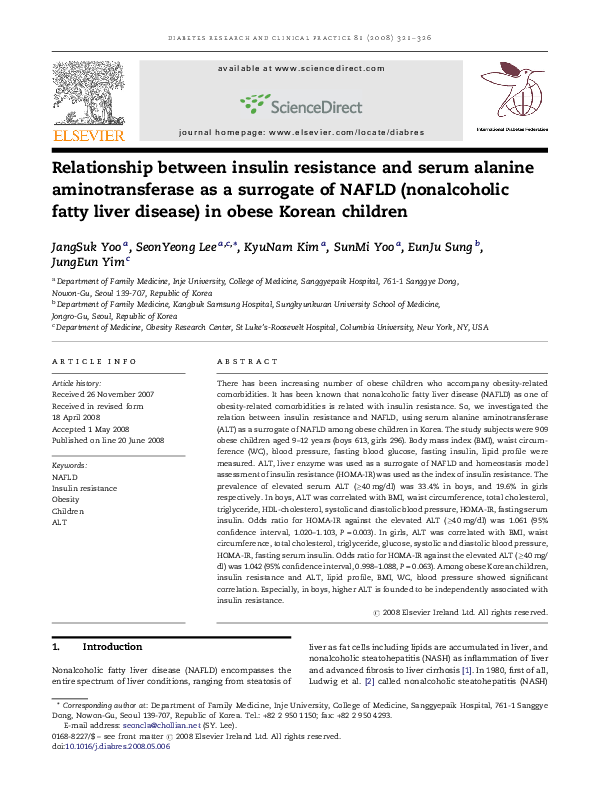 (PDF) Relationship between insulin resistance and serum alanine ...
