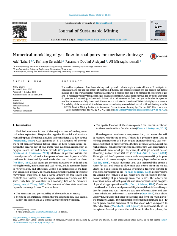 (PDF) Numerical modeling of gas flow in coal pores for methane drainage