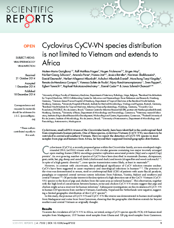 (PDF) Cyclovirus CyCV-VN species distribution is not limited to Vietnam ...