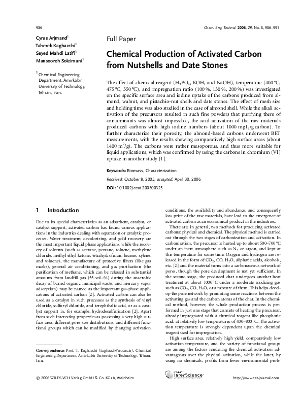 (PDF) Chemical Production of Activated Carbon from Nutshells and Date ...