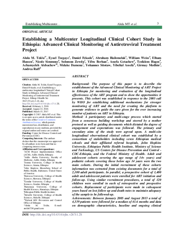 (PDF) Establishing a multicenter longitudinal clinical cohort Study in ...