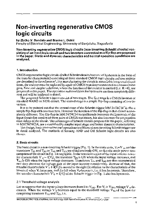 (PDF) Non-inverting regenerative CMOS logic circuits