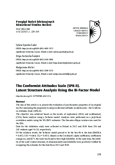 (PDF) The Conformist Attitudes Scale (SPK-II). Latent Structure ...