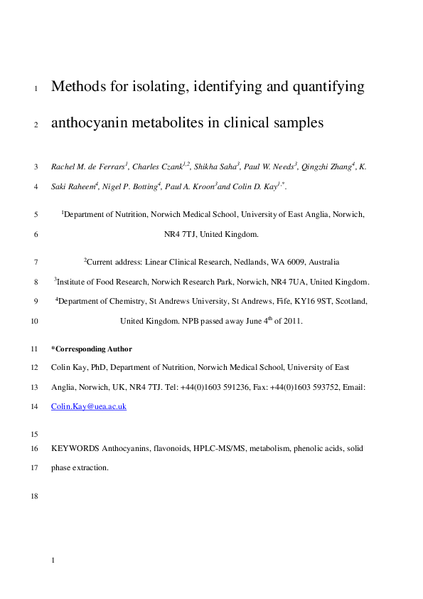 (PDF) Methods for isolating, identifying, and quantifying anthocyanin ...