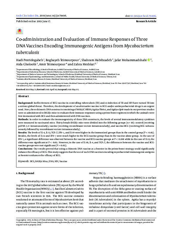 (PDF) Co-administration and Evaluation of Immune Responses of Three DNA ...