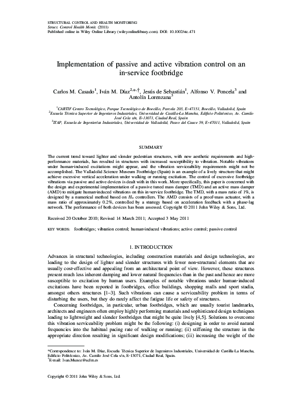 (PDF) Implementation of passive and active vibration control on an in ...