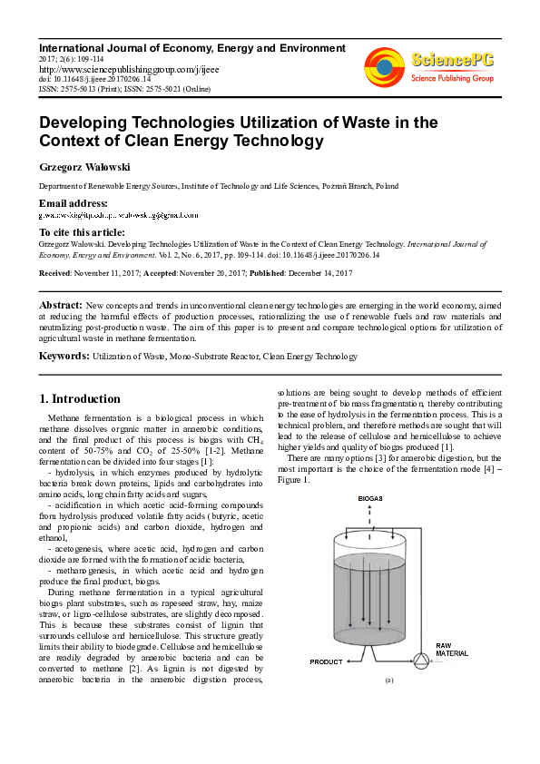 (PDF) Developing Technologies Utilization of Waste in the Context of ...