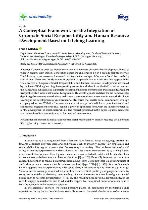 (PDF) A Conceptual Framework for the Integration of Corporate Social ...