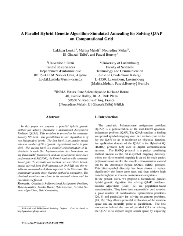 (PDF) A parallel hybrid genetic algorithm-simulated annealing for ...