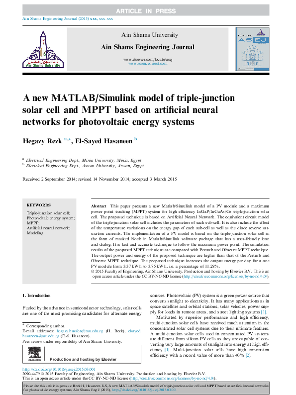 (PDF) A new MATLAB/Simulink model of triplejunction solar cell and