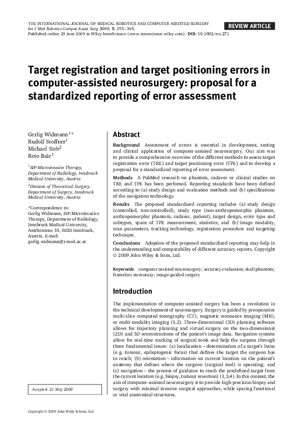 (PDF) Target registration and target positioning errors in computer ...
