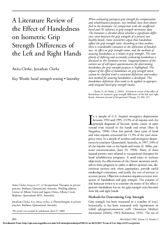 (PDF) A Literature Review of the Effect of Handedness on Isometric Grip ...