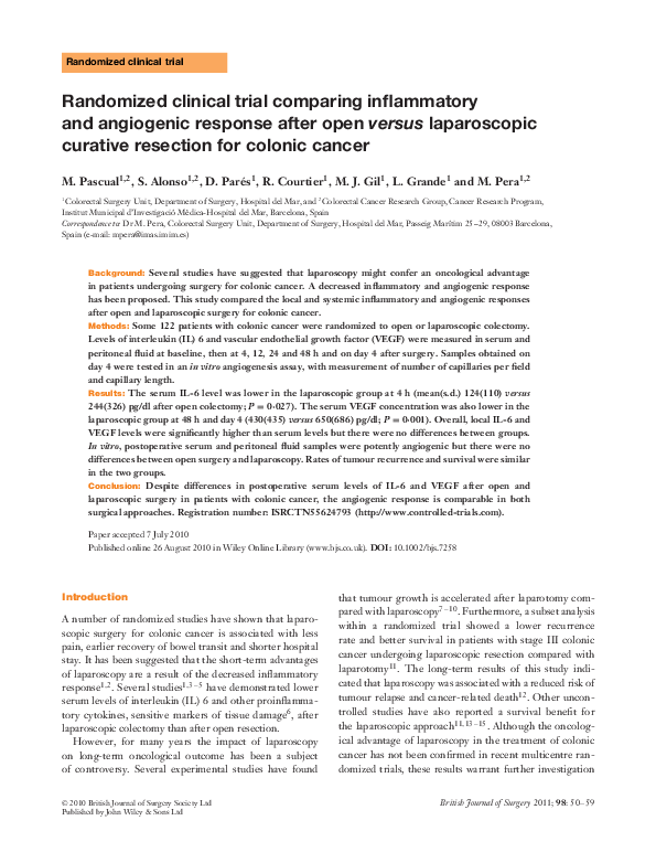 (PDF) Randomized clinical trial comparing inflammatory and angiogenic ...