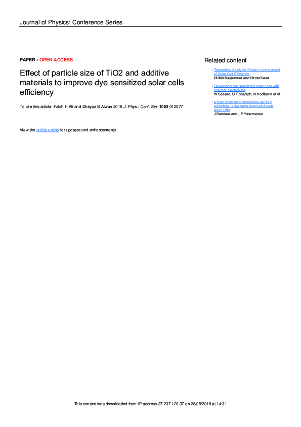 (PDF) Effect of particle size of TiO 2 and additive materials to ...