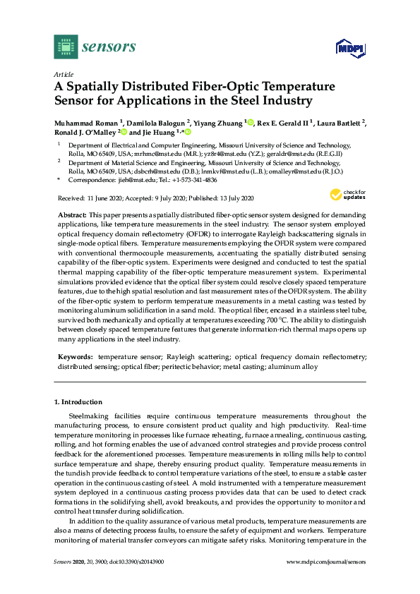 (PDF) A Spatially Distributed Fiber-Optic Temperature Sensor for ...